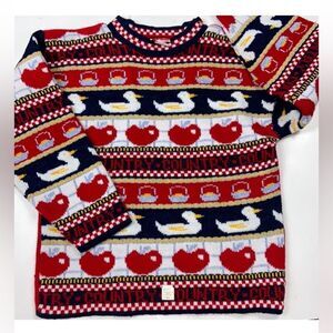 Vintage Grand Colorful Duck and Heart Sweater Size L (14)